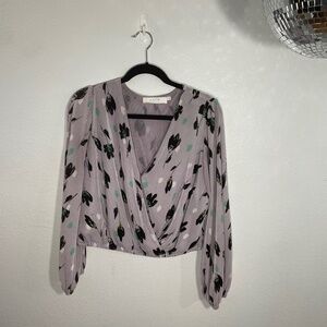 ASTR Purple Long-sleeve Blouse Top, Size M